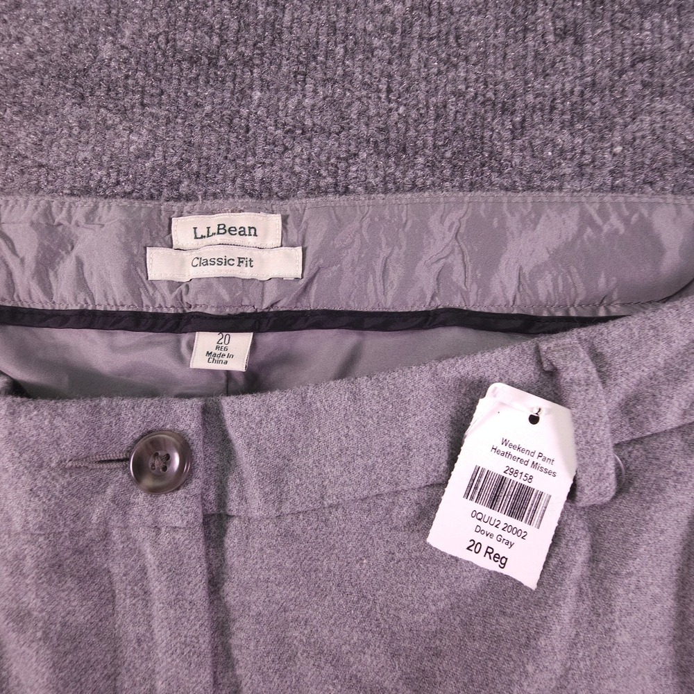 LL‎ Bean Weekend Pant Gray Classic Fit Womens Size 20 Regular Lined Pants New